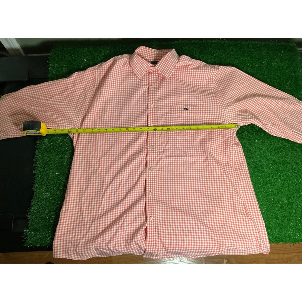 Vineyard Vines Slim Fit Tucker Shirt Mens XL Orange Gingham Plaid Button Down